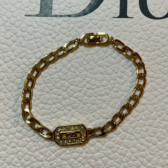Vintage Germany Christian Dior Gold Rhinestone Bracelet 7" Made in Germany - Picture 4 of 9